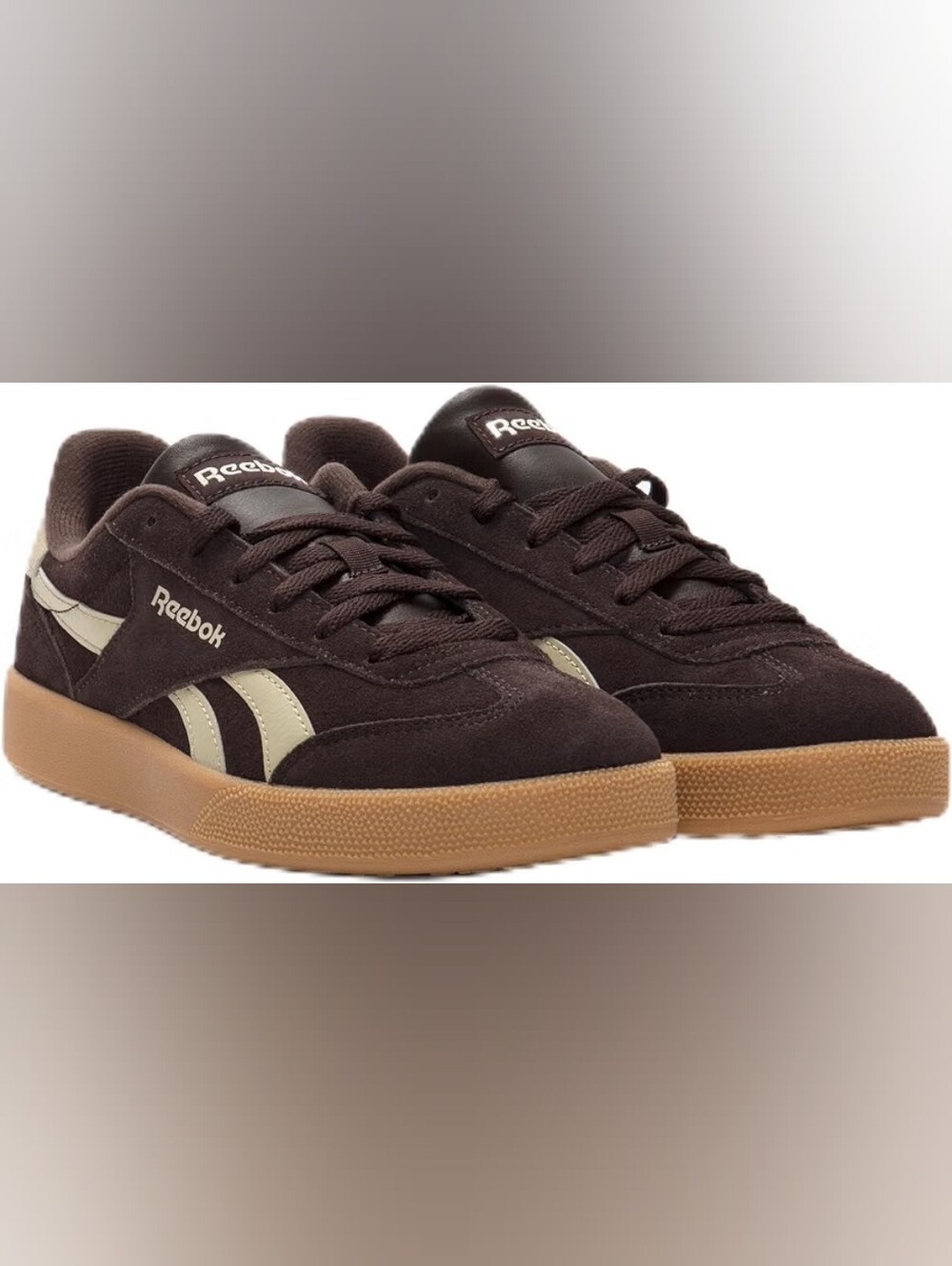 NWOT Reebok Size 10 Smash Edge Dark Brown Suede Leather Gum Sole Sneakers